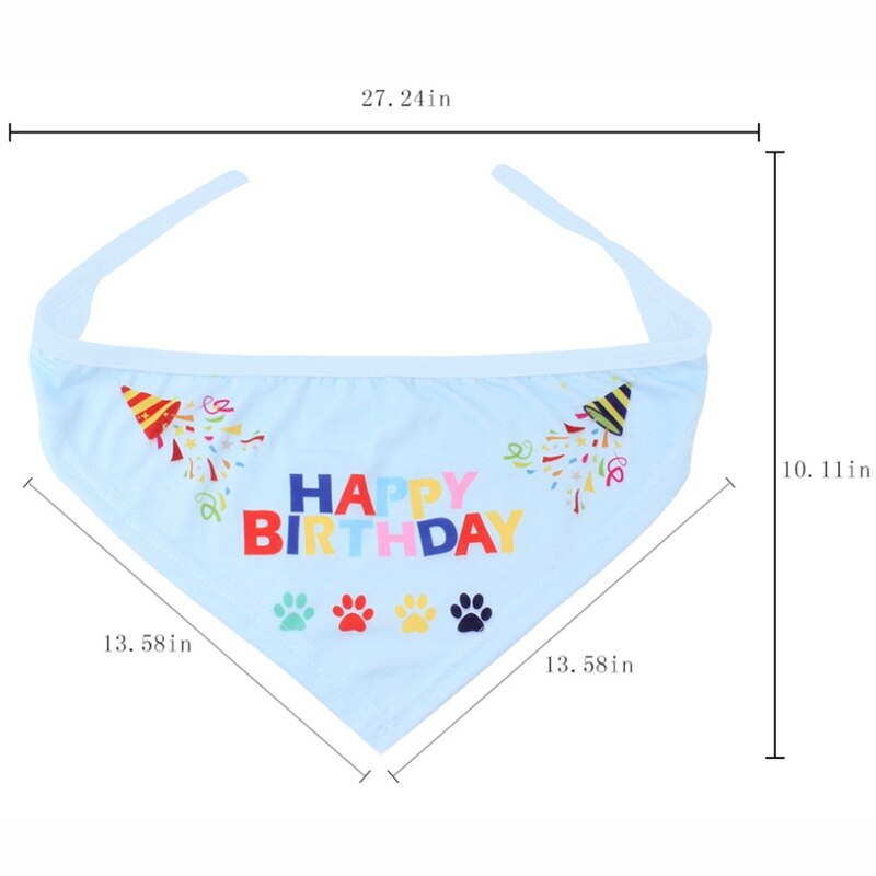 Gelukkige Verjaardag Party Hond Puppy Speeksel Handdoek Huisdier Bib Sjaal Kraag Hoed Set