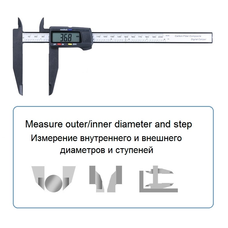Large Measure Range Digital Caliper Long Measuring Jaw Electronic Vernier Caliper 0-300 mm Outer Inner Diameter Step Measurement