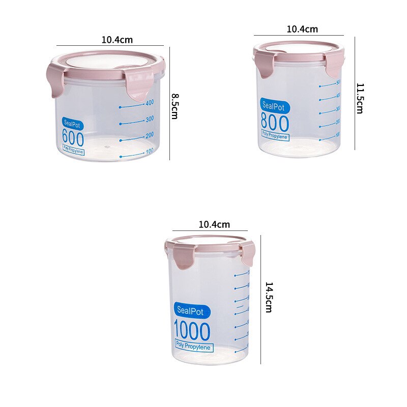 Plastic Buckle Sealed Jars Food Containers Nuts Snack Dry Goods Storage Tank Refrigerator Kitchen Storage Box With Scale