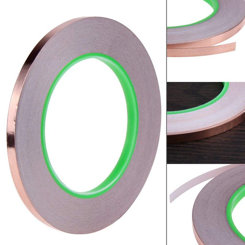 Copper Tape Double-Sided Conductive Copper foil tape for Stained Glass Conductive Tape for Guitar EMI Shielding Crafts