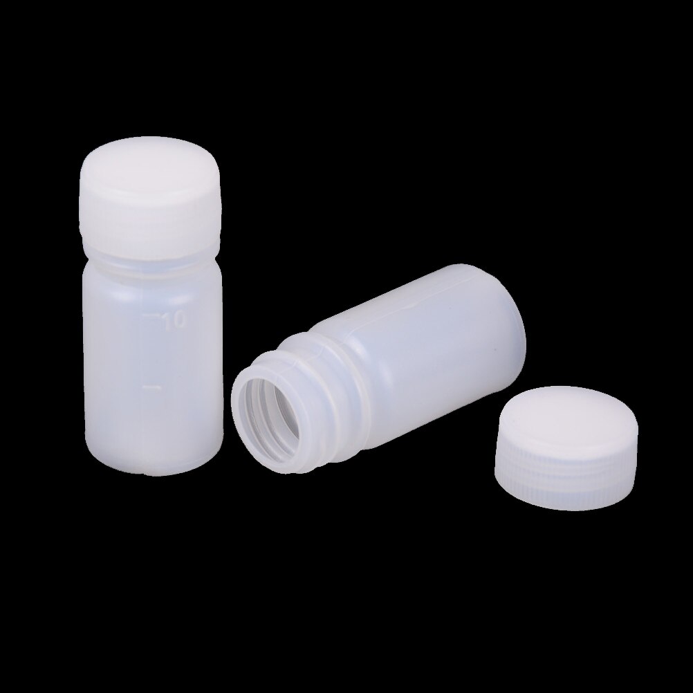 10 Pcs White PP Plastic Cylindrical Chemical Container Storage Reagent Bottle 10ML