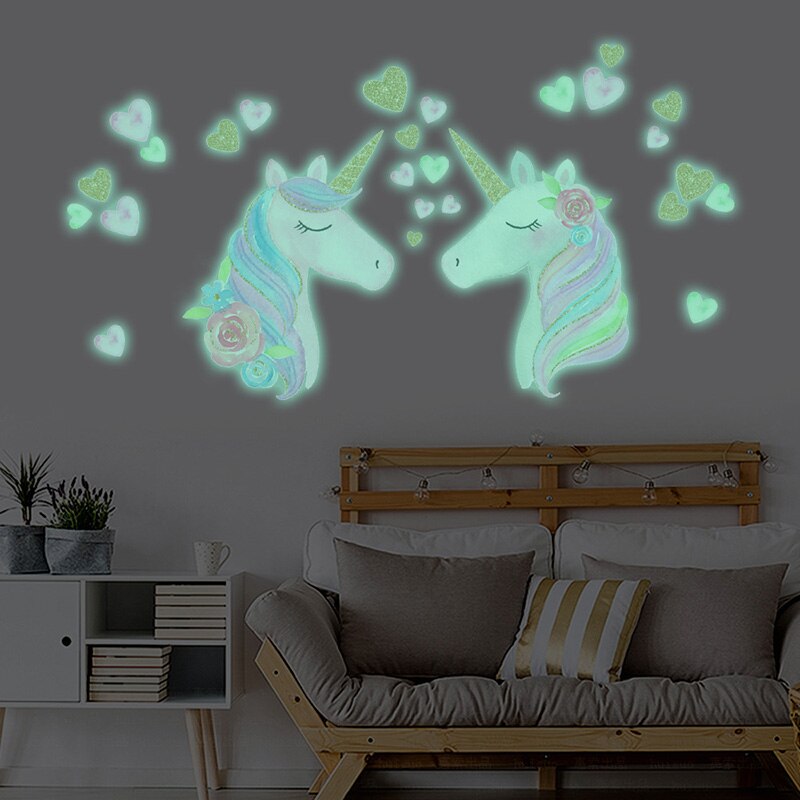 Eenhoorn Lichtgevende Muurstickers Kleurrijke Eenhoorn Glow In The Dark Muurstickers Voor Kinderkamer Slaapkamer Woonkamer Nursery Party