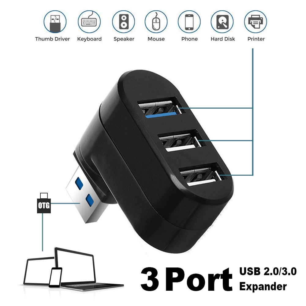 For PC Laptop MacBook Pro Mini 3 Ports USB 3.0 Hub High Speed Data Transfer Splitter Box Adapter Computer Accessories