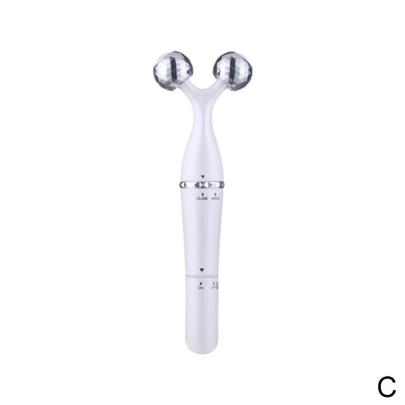 Rodillo eléctrico de vibración para masaje ocular, relajante, dispositivo antiedad, eliminación de arrugas, adelgazamiento, herramienta para cuidado de la piel facial: Blanco