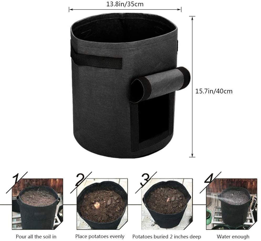 3 größe Anlage Wachsen Taschen hause garten Kartoffel topf gewächshaus Gemüse Wachsenden Taschen Feuchtigkeitsspendende jardin Vertikale Garten Tasche sämling: Schwarz(40x35cm(10gal)