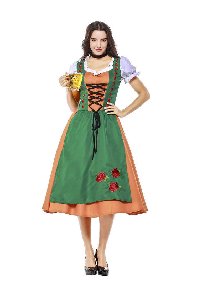 Couples Women Man Bavaria Oktoberfest Costume Beer Girl Maid Green Lederhosen Dirndl Facny Dress