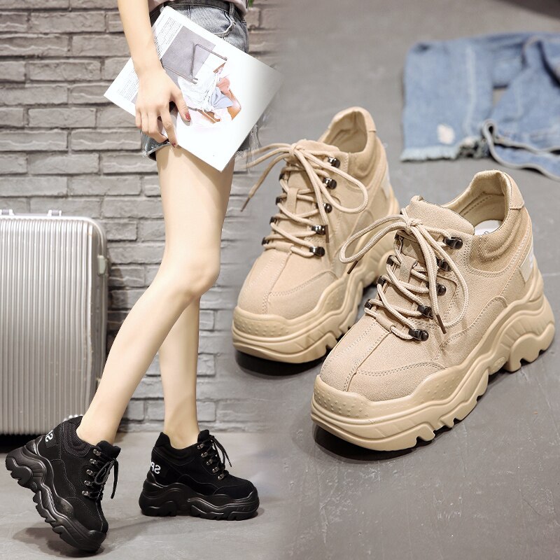 Vrouwen Hoge Platform Schoenen Ademende Vrouwen Hoogte Toenemende Schoenen 12 CM Dikke Zool Trainers Sneakers Vrouw Deportivas Mujer