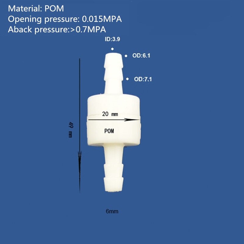 Clapet anti-retour haute pression clapet anti-retour plastique gaz liquide clapet anti-retour clapet anti-retour taille 4mm, 6mm, 8mm, 10mm, 12mm