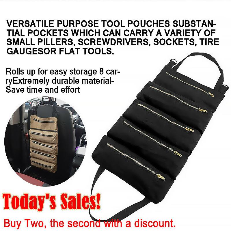 Onever Roll Up Bag Versatile Car Bag Tool Organizer Pouch Canvas Wrench Storage Carrier Car Back Seat Automobile Roll Up Bag