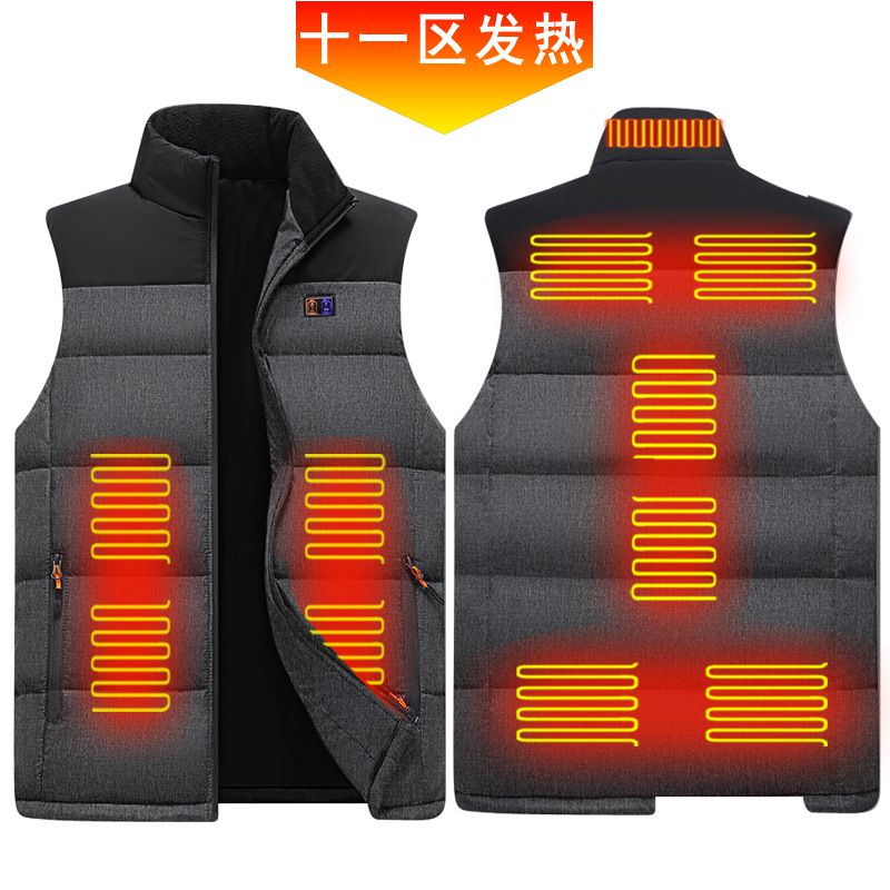 11 Areas Electric Heated Vest Skiing Jacket Men Women Winter Warmer Coat Intelligent Electric Heating Thermal Heated Vest: 3XL