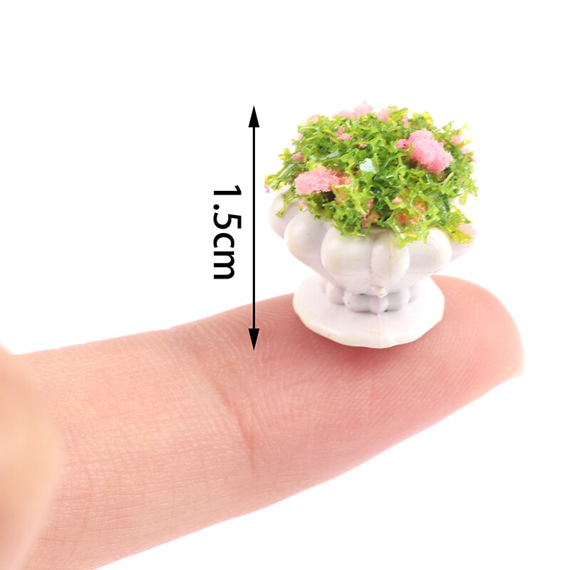 1pc 1:12 Dollhouse Miniature DIY Potted Plant Pot Green Leafed Plant Garden Decoration Dollhouse Collection Kids' Toys: F