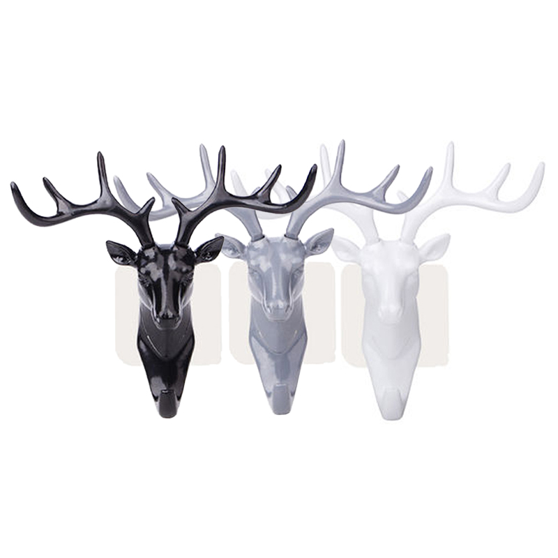 Wall Hanger Deer Antler Style Hat Coat Bag Rack Hooks Holder Decor Self Adhesive DIY Rack Vintage Stag Head Hook Art Home: 3pcs