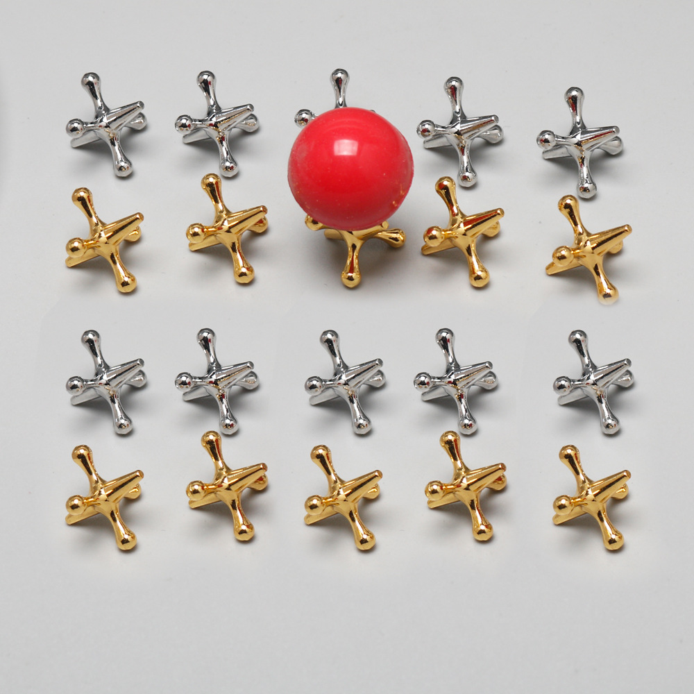 Classic Metal Jacks Set with 1 Balls - 10pc Retro Game, Durable, Enhances Coordination, Ideal for All Ages
