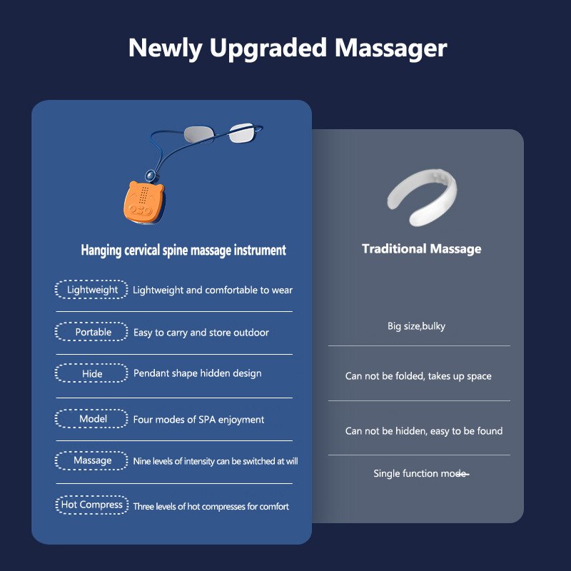 Mini masseur de cou EMS à Double impulsion, pendentif de cou, colonne cervicale, appareil Portable de Massage de la colonne cervicale, compression à température constante