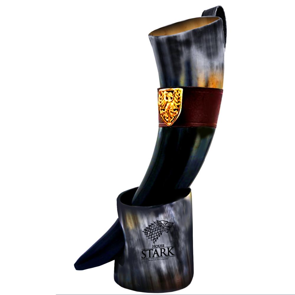 Coupe Viking médiévale de corne à boire Vintage avec support de corne pour le vin d'hydromel de bière Etc.