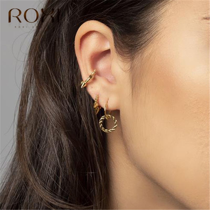 ROXI Minimalist Jewelry Women Punk Spike Bead Ear Cuff Clip Earrings Without Piercing Korean Earcuff Non Pierced Bijoux Femme