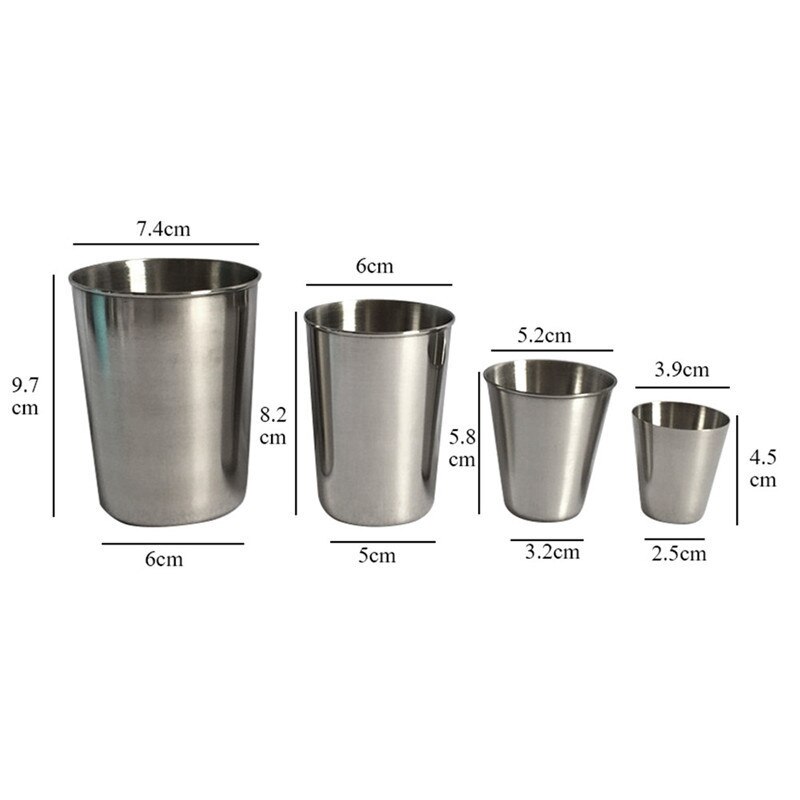 Rostfritt stål metall öl kopp vin koppar kaffeglas te mjölk barn borsta tänderna muggar hem drinkware 30ml 50ml 180ml 320ml