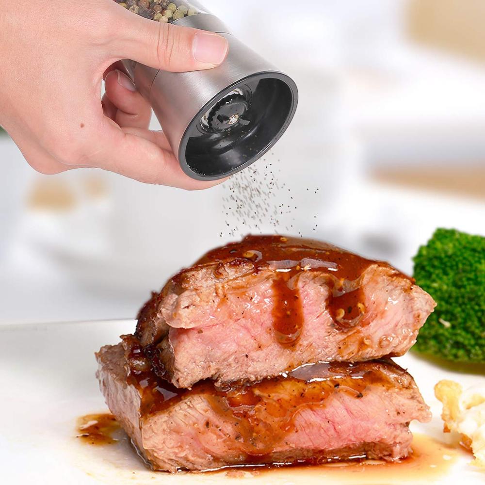 Salt and pepper grinder 2-piece stainless steel manual spice salt and pepper grinder set coarse-grinding ceramic rotor