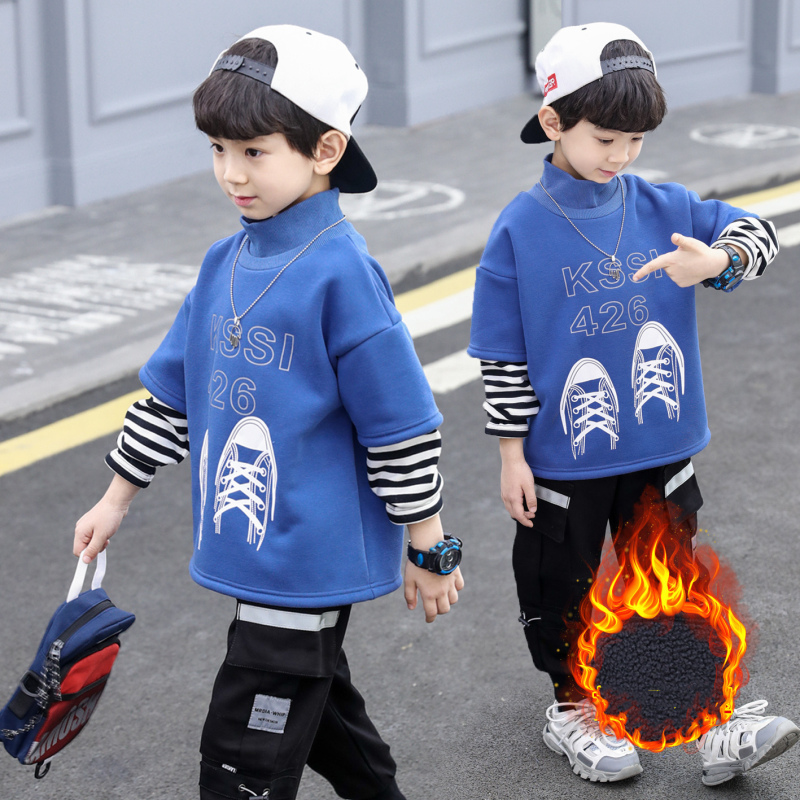 Sudaderas con capucha de algodón y forro polar para niños, Tops gruesos de terciopelo durados y cálidos, para invierno y otoño, ropa para adolescentes,