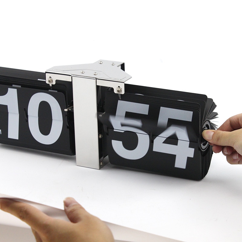 Retro flip over klocka skrivbord rostfritt stål flip interna växelstyrda flip bord klockmanövrerade kvartsklockor i liten skala