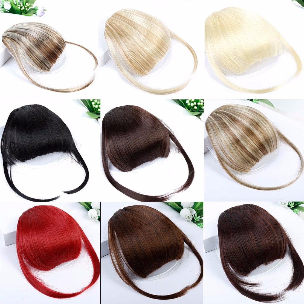 Difei Pony Clip Haarstukje Zwart Bruin Blond Synthetische Pony Hair Extensions Gezicht Pony Haar Voor Vrouwen