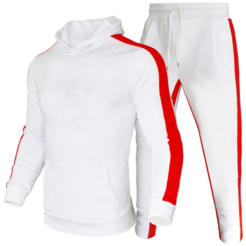 Traje casual de para hombre, traje para correr deportes al aire libre, sudadera con capucha + pantalones de chándal, conjunto de chándal