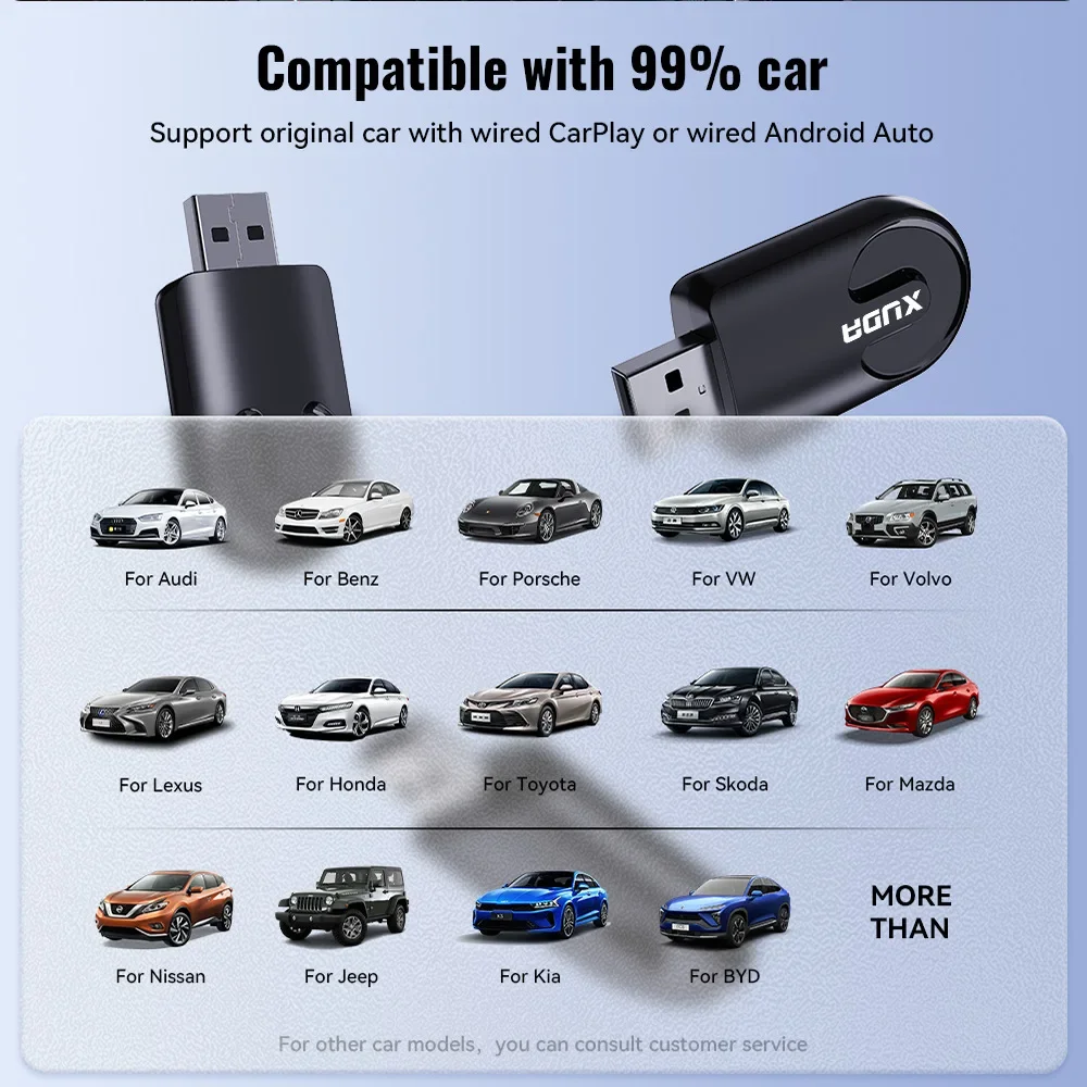 Adaptador de conexión automática para coche, dispositivo inalámbrico 2 en 1 con cable a Dongle inalámbrico, Bluetooth 5,0, Plug & Play, Mini AI Box