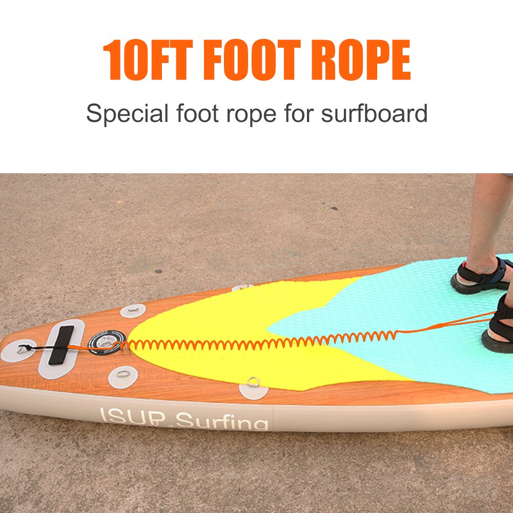 10 Voeten Opgerolde Surfboard Leash Surfen Stand Up Paddle Board Enkel Leiband Sup Board Voet Been Touw Surfplank Vlot Tractie touw