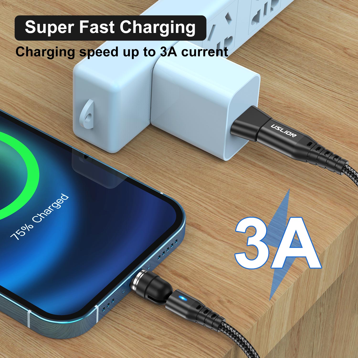 USLION 2 in 1 PD 60W Fast Charging Magnetic Cable USB C to Type C Micro Data Cord for iPhone 15 14 Pro Max Xiaomi 13 Poco M5 X5