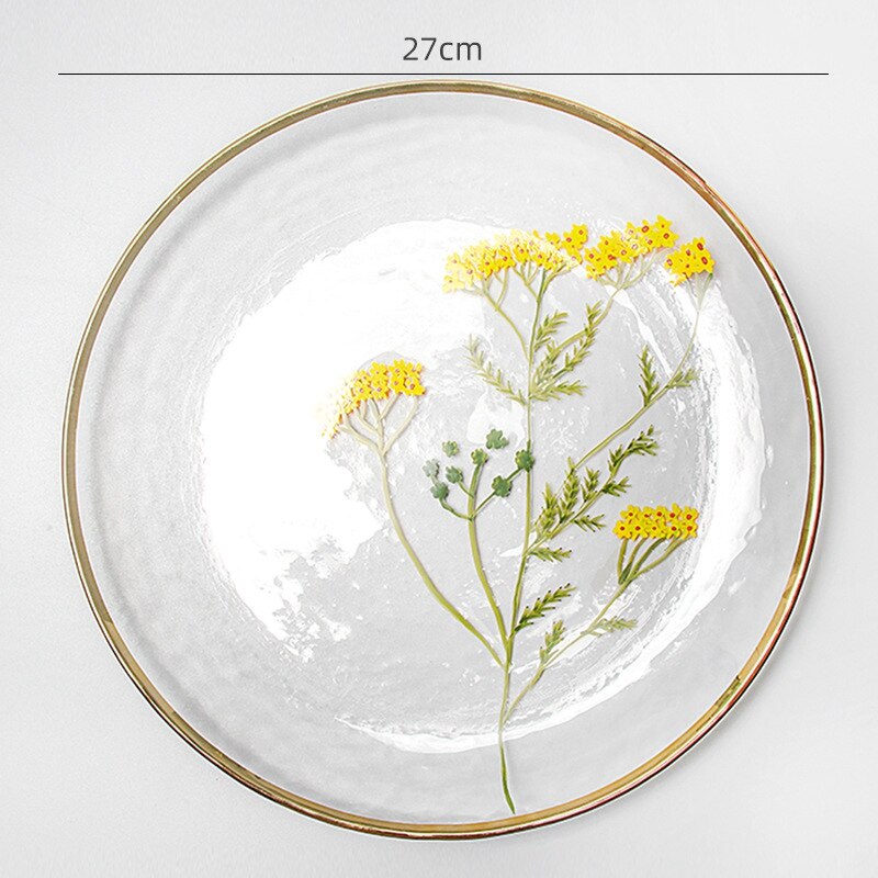 Hjemme håndmalede blomster glas tallerkener sæt frugt tallerken stue salat personlighed moderne koldt mønster western tallerken