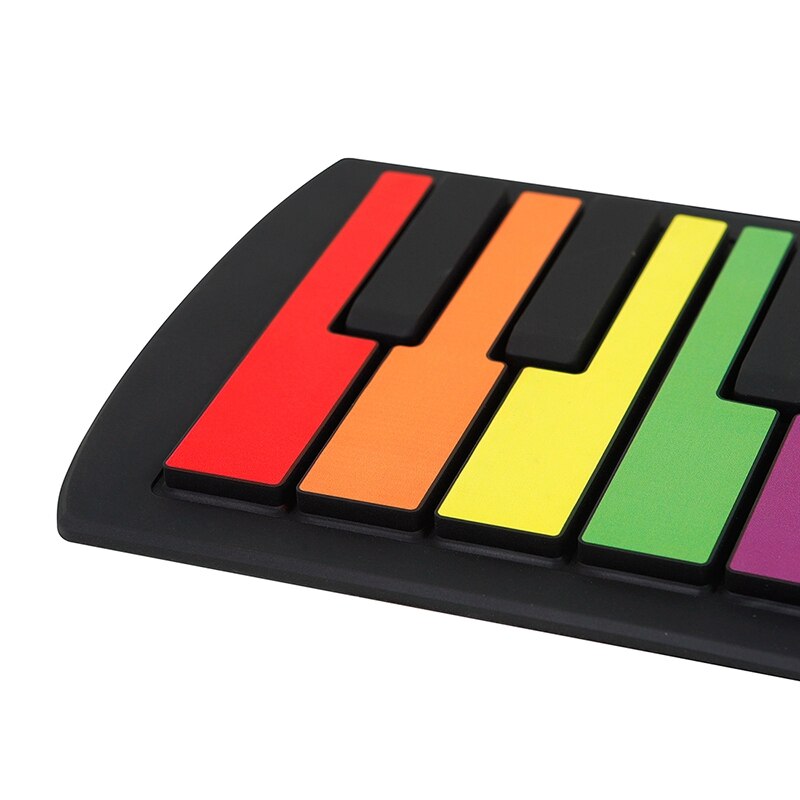 Piano enrollable de arcoíris, teclado electrónico educativo Flexible de 49 teclas con altavoz, juguete portátil para