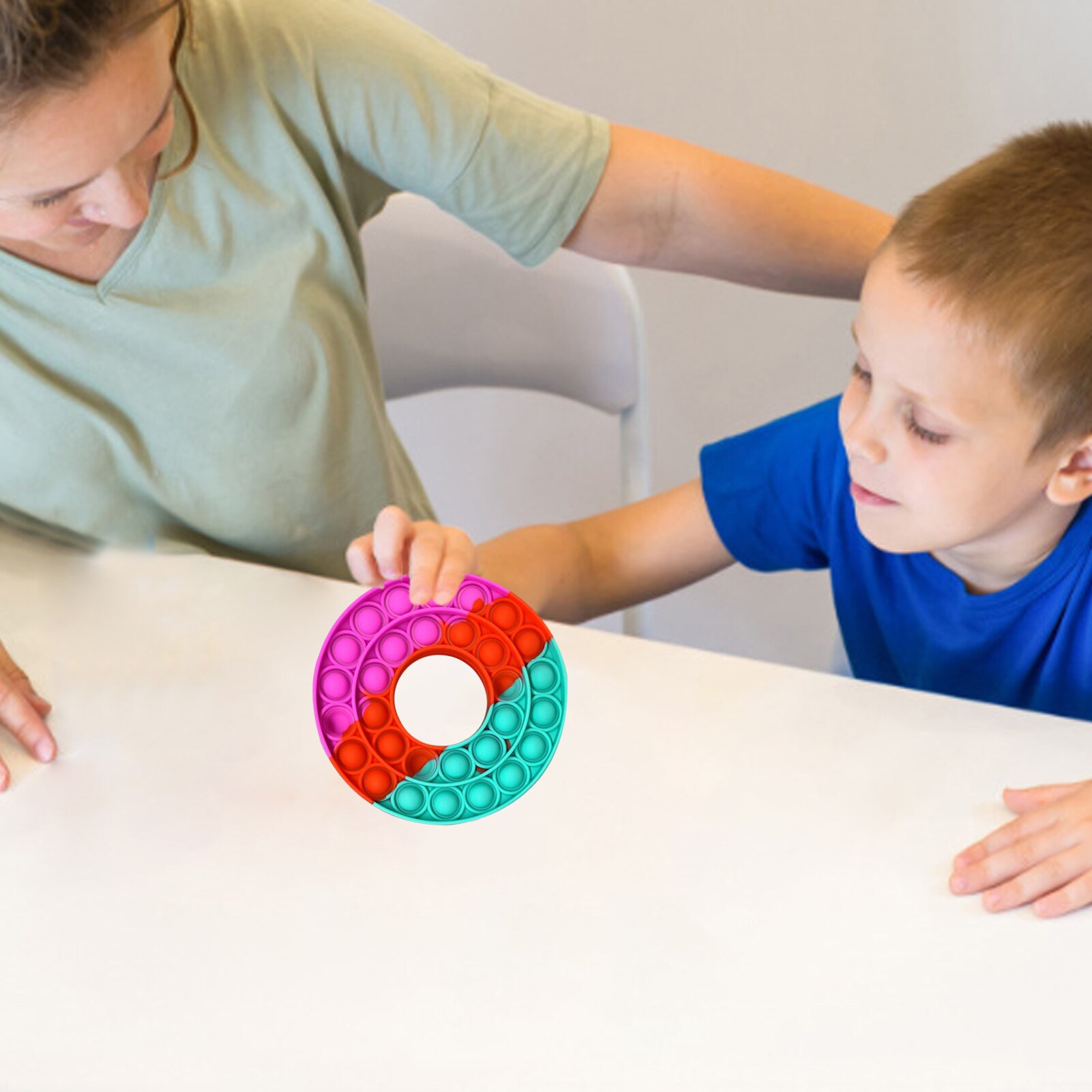 Doughnut Shaped Stress Relief Squeeze Hand Fidget Toys Bubble Sensory Reliver Classic Toys Squeeze Relieve Autism Puzzle