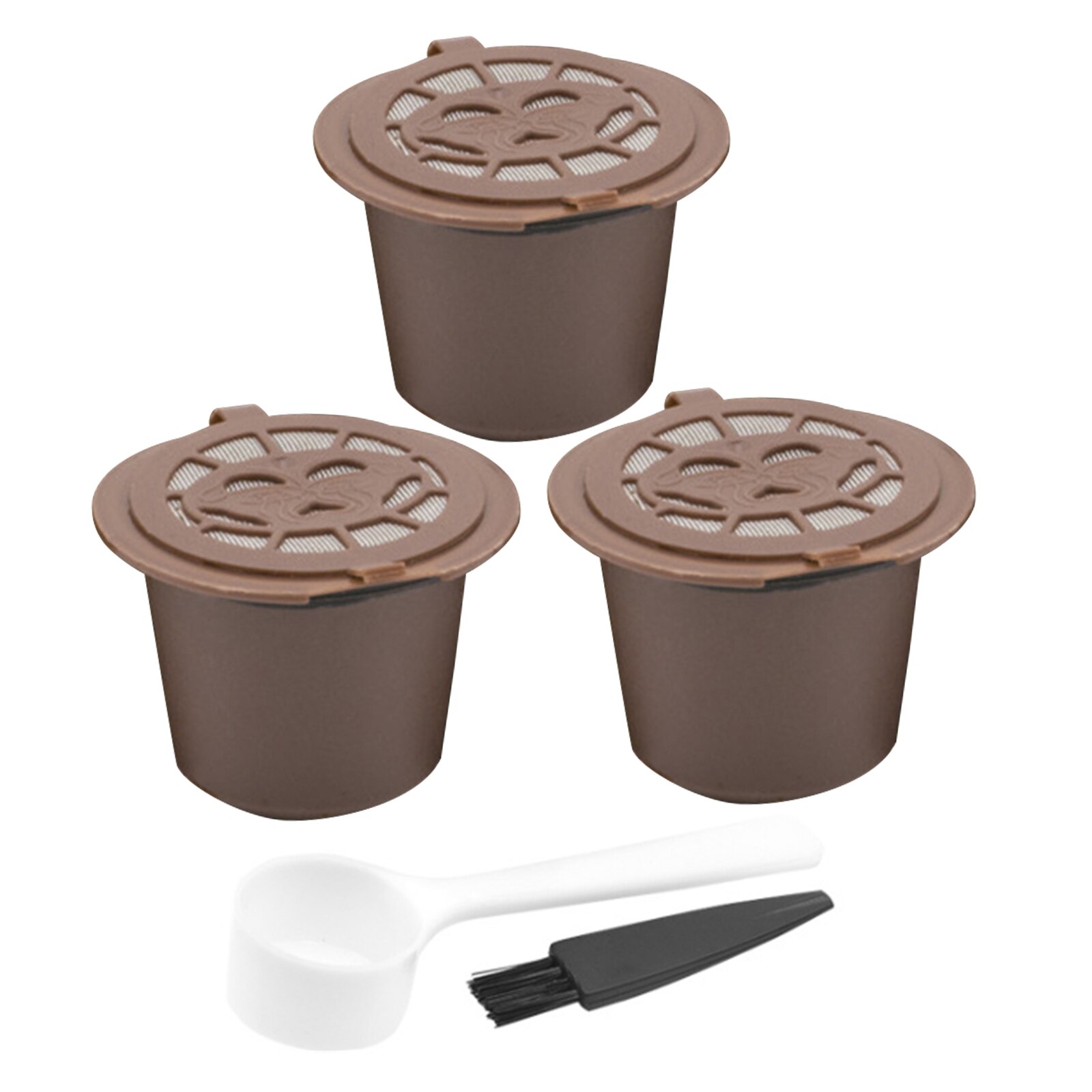 Filtres pour Capsules de café réutilisables, 3 pièces, dosette v, brosse en plastique, outil, fournitures de Capsules de café, accessoires de filtre, tasse