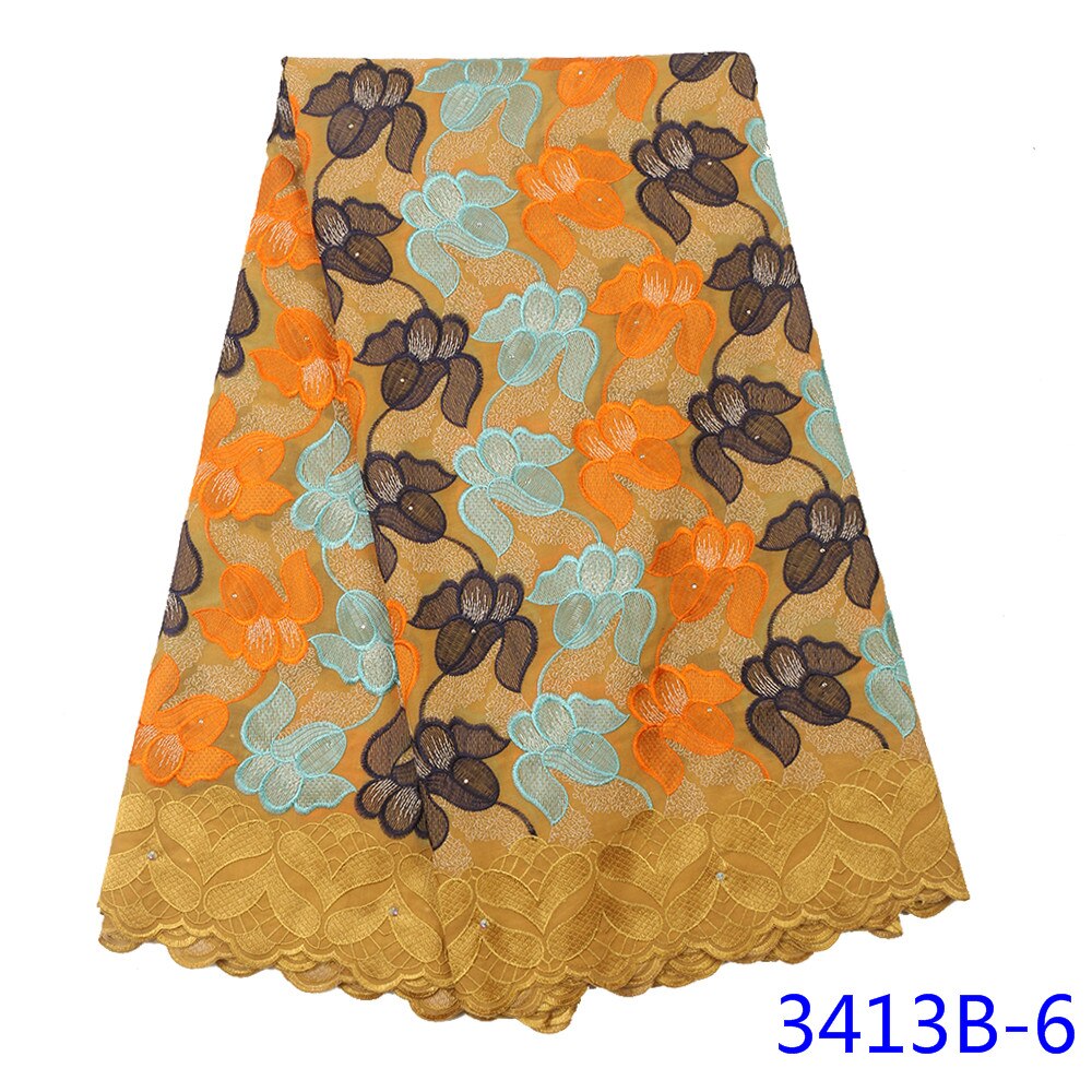 Swiss Voile Lace In Switzerland Lace African Dry Lace Fabric Nigerian Cotton Lace Material YA3413B-4: Picture 6