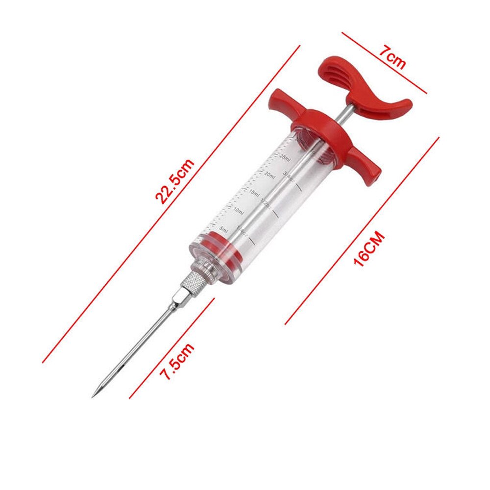 Jeringa de acero inoxidable para carne de barbacoa, jeringuilla para adobo de pavo, especias, salsa de cocina, accesorios para adobo
