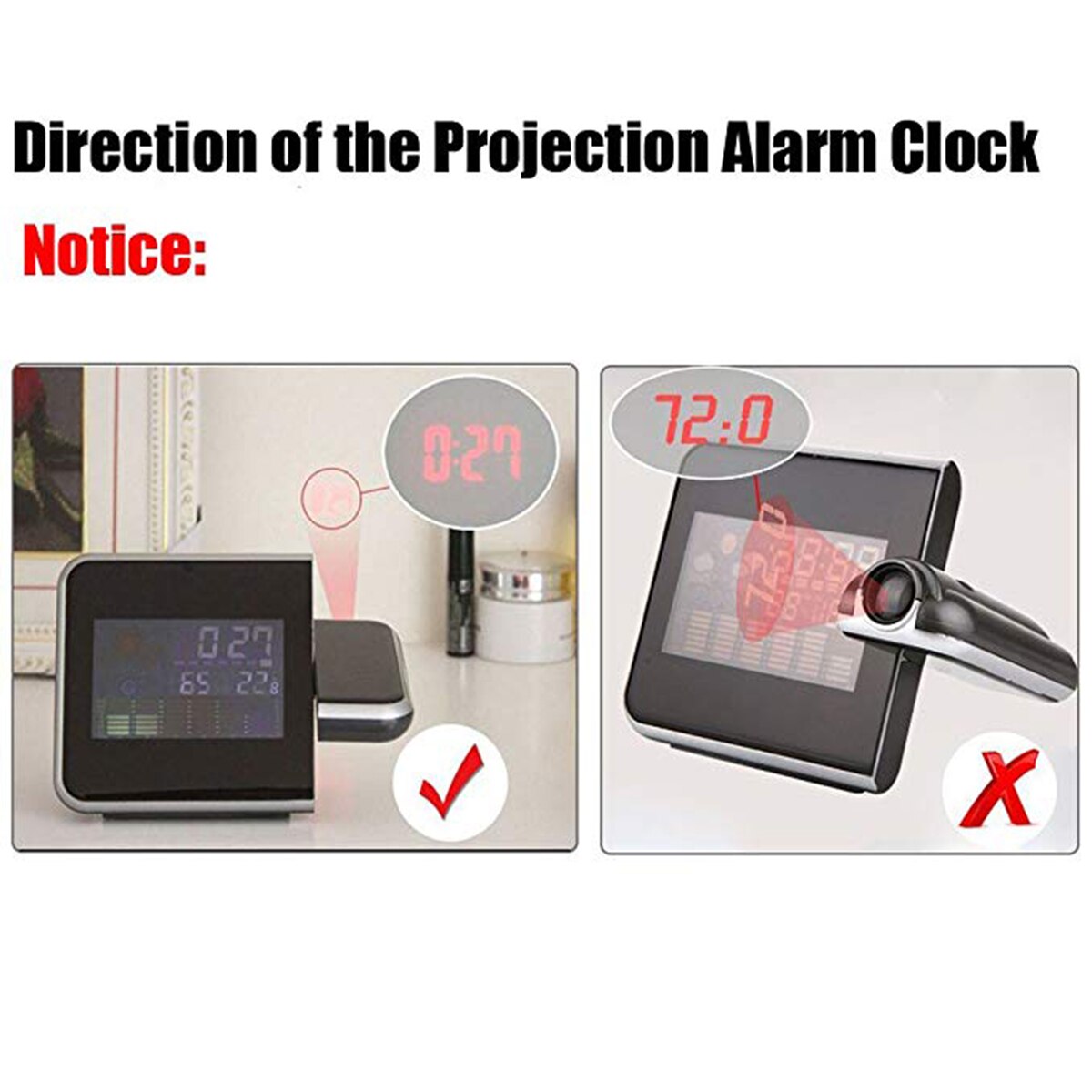 Farbige led-digitalanzeige, projektionsuhr, 3.7- zoll-lcd-thermometer mit projektionszeitanzeigefunktion, projektion : 1-5m