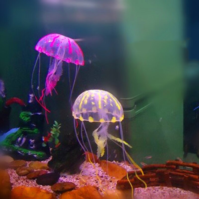 Aquarium lumineux artificiel en Silicone, paysage aquatique, poisson méduse, brille dans la nuit, ornement sous-marin