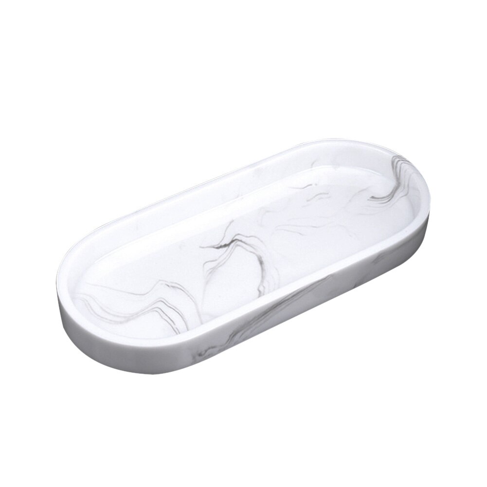 Bandeja para baño, organizador de maquillaje práctico, soporte de toalla para cepillo de dientes de resina para Hotel y hogar con de mármol Rectangular: Blanco