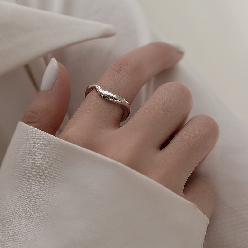 Thin, cool, irregular, v-shaped index finger rings , 925 sterling silver adjustable rings for women, elegant minimalist jewelry