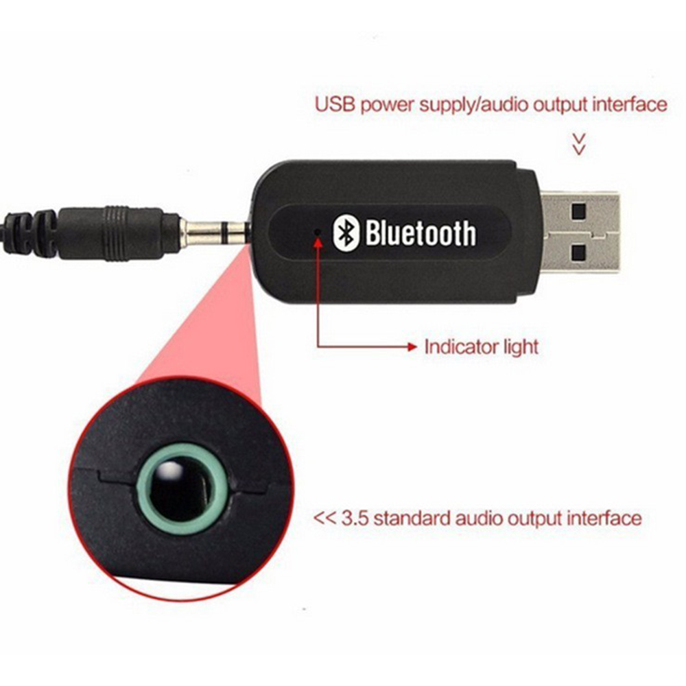 Auto USB Bluetooth-compatibele audio-ontvanger Auto draadloze adapter met 3,5 mm AUX audio-datakabel voor pc-laptop telefoon