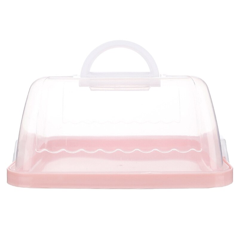 Draagbare Plastic Vierkante Taartdoos Cupcake Dessert Container Case Handheld Carrier Bruiloft Verjaardag Keuken Benodigdheden: Roze