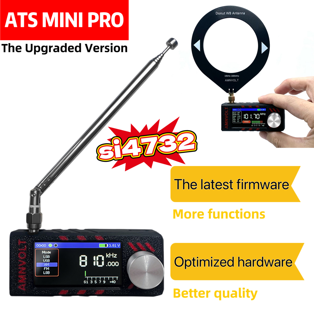 Si4732 miniradioer 0.5-108 mhz bærbar radio lsb usb am fm-radio esp 32 1.9 -tommers skjerm hf sw mw vhf allband radiomottaker