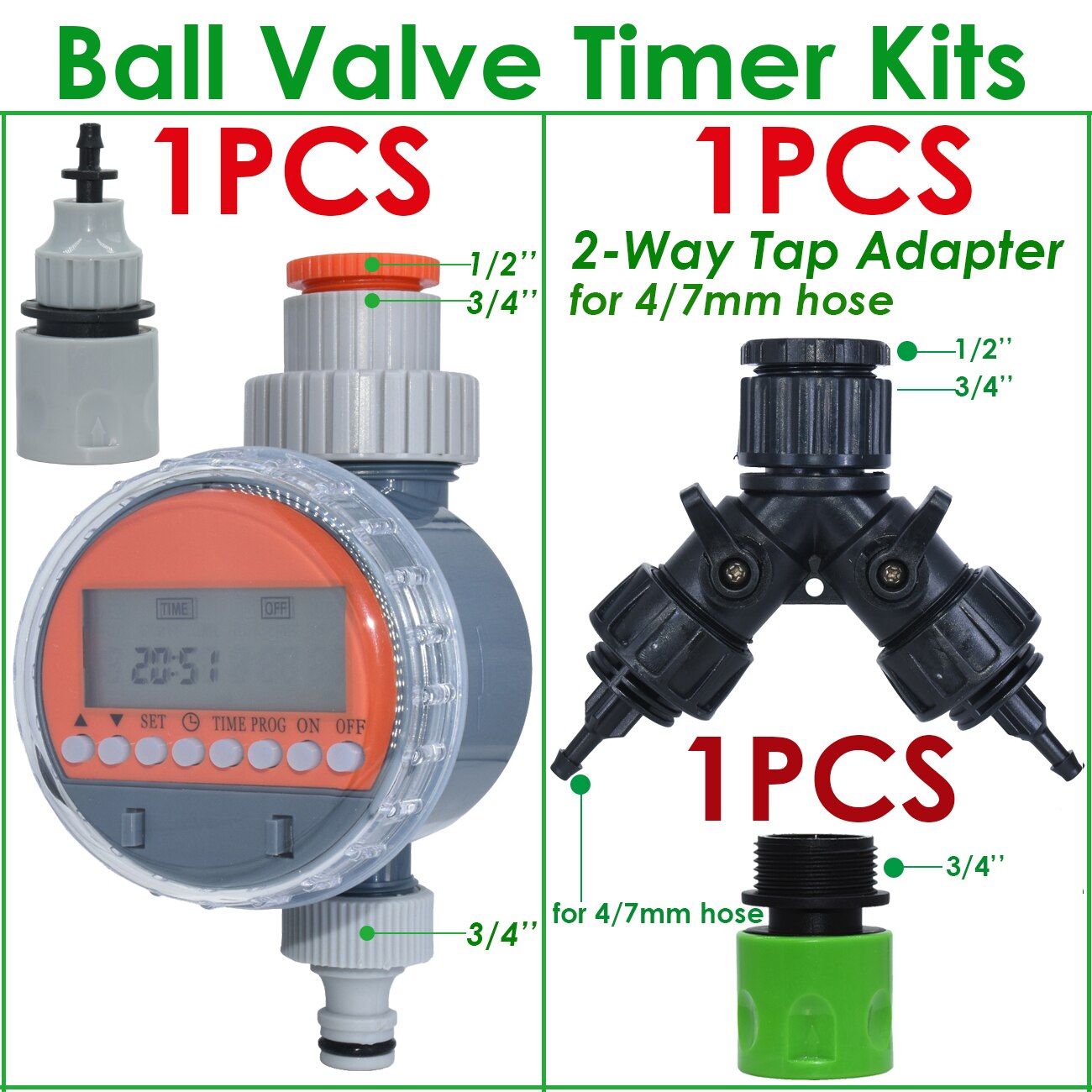 KESLA Garden Irrigation Ball Valve Water Timer LCD Automatic Electronic Irrigator Home Watering Controller System Greenhouse: Ball Valve Timer-G