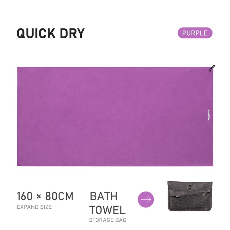 Naturehike – serviette de bain en microfibre ultralégère à séchage rapide, Portable, sport antibactérien, Camping, natation, Fitness, 1 pièces: L Purple