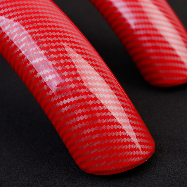 Car Steering Wheel Cover 38cm 15inch Carbon Black Fiber Silicone Steering Wheel For Tesla Model 3 Model Y X S Booster Anti-skid: Red