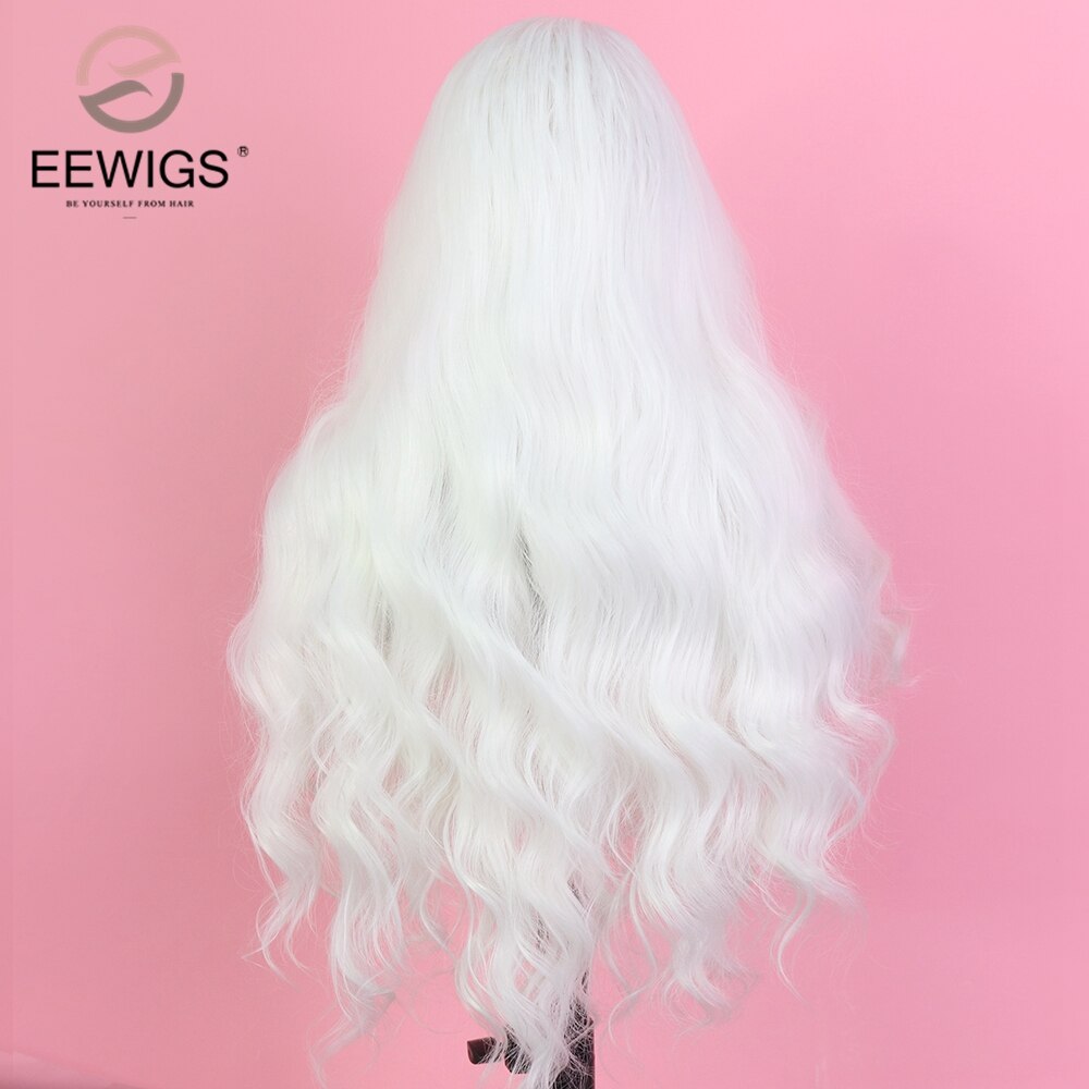 White Synthetic Lace Front Wig High Temperature Fiber Middle-part Loose Wave Lace Wigs Drag Queen Cosplay Wigs For Black Women