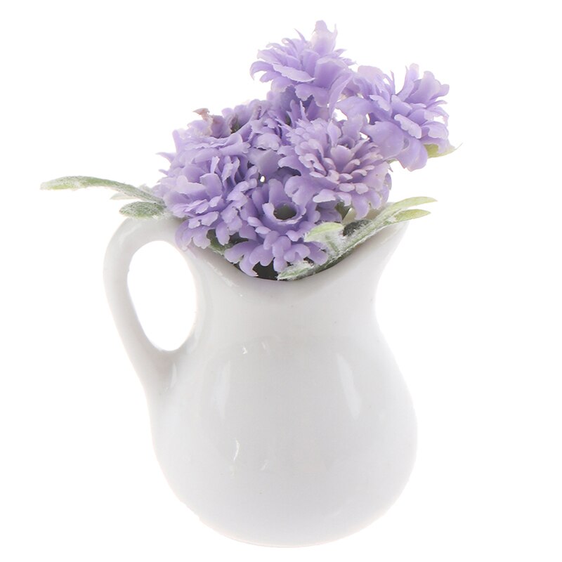 1Pc 1:12 domek dla lalek miniaturowe kwiaty wróżka ozdoba ogrodowa mini roślina doniczkowa kwiaty doniczka domek dla lalek Model bonsai zabawka dla dzieci: Fioletowy