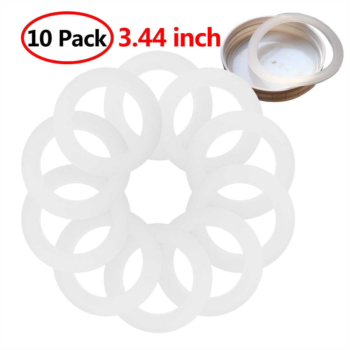 10 återanvändbara livsmedelsgodkända lufttäta tätningsringar av silikon packningar för läckagesäkra mason ball kerr burklock plastförvaringslock: 86mm vita