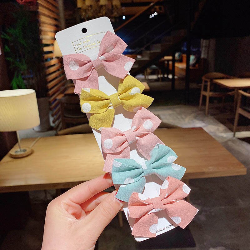 5 Stks/set Baby Haar Clips Bloem Rooster Bows Kids Meisje Haarspelden Dot Kinderen Clip Haarspeldjes Baby Haar Accessoires: set2