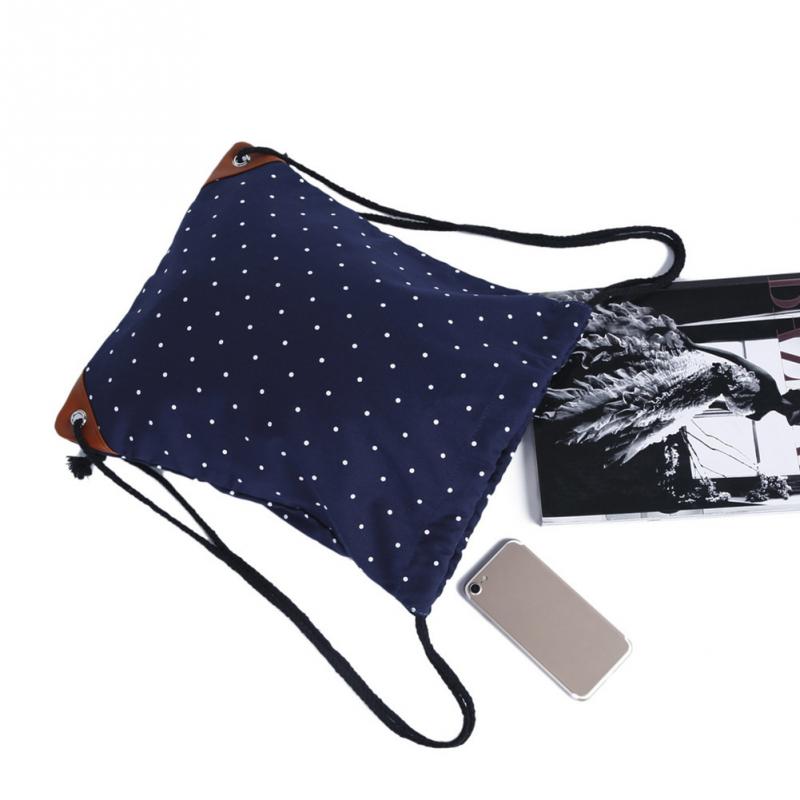 Vrouwen Mannen Trekkoord Tassen Retro Rugzak Canvas Stippen Afdrukken Rugzakken Voor Tieners School Schoudertas Travel Opslag Pouch
